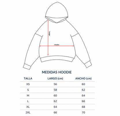 Guía de medidas Hoodie Boxy Fit XS-XXL