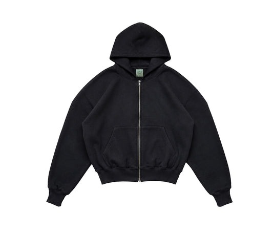 HOODIE BOXY FIT ZIPPER NEGRO AISE